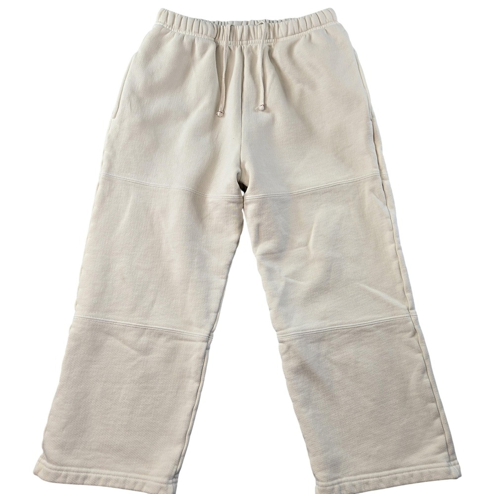 LES TIEN Sweatpants Womens XS White Elastic Waist Pockets Drawstring Wide-Leg